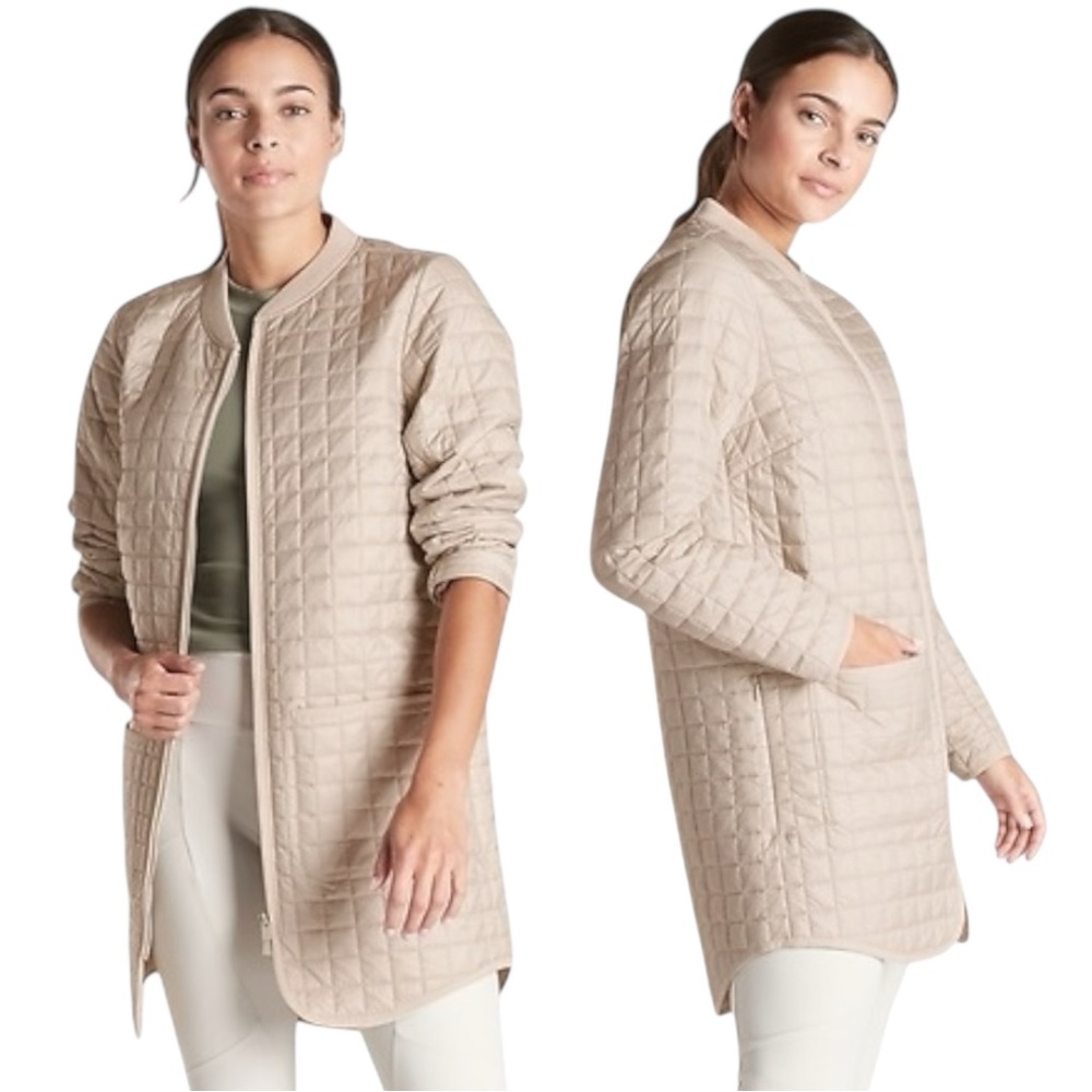 Athleta Grandview PrimaLoft Lightweight Quilted Puffer Coat Abalone XXS Like New